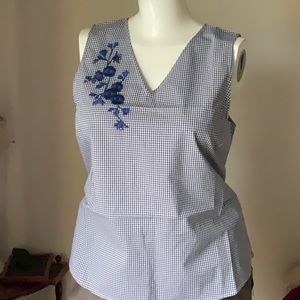 Reitmans Blue and White Checkered Blouse